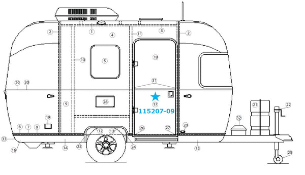 Main Door for Airstream Sport 16' Lefthand Hinge - 115207-09