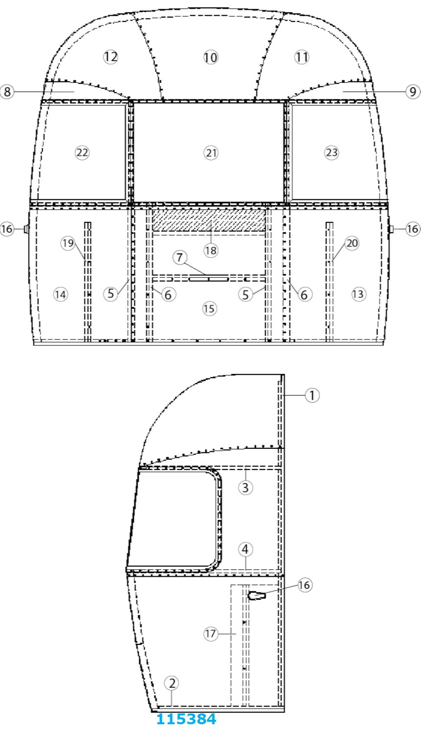 Bow Floor Extrusion for Airstream Sport 22' Only - 115384