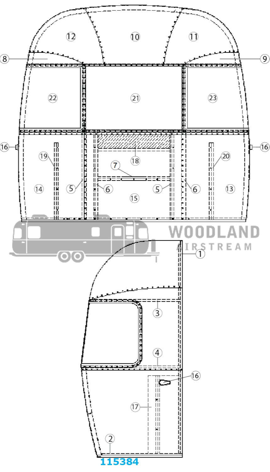 Bow Floor Extrusion for Airstream Sport 22' Only - 115384