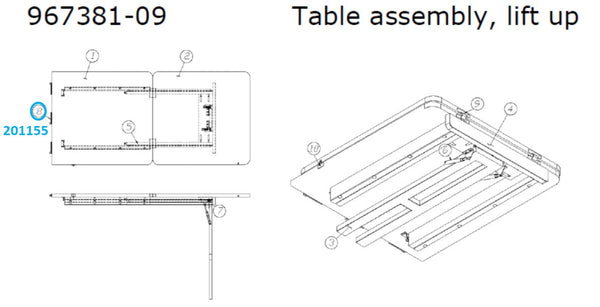 Airstream Plastic Sliding Table Guide for Table Assembly 967381-09, Lift Up - 201155