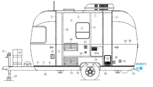 Airstream Underbelly Banana Wrap, Black Center Rear for Airstream Bambi Sport 16' and 22' - 203671