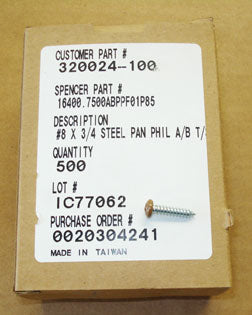 Airstream 8 x 3/4" Type A Phillips Head Screw BH, Brown / Box of 500 - 320024-100
