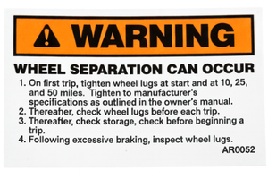 Airstream Wheel Torque Warning Label - 386193
