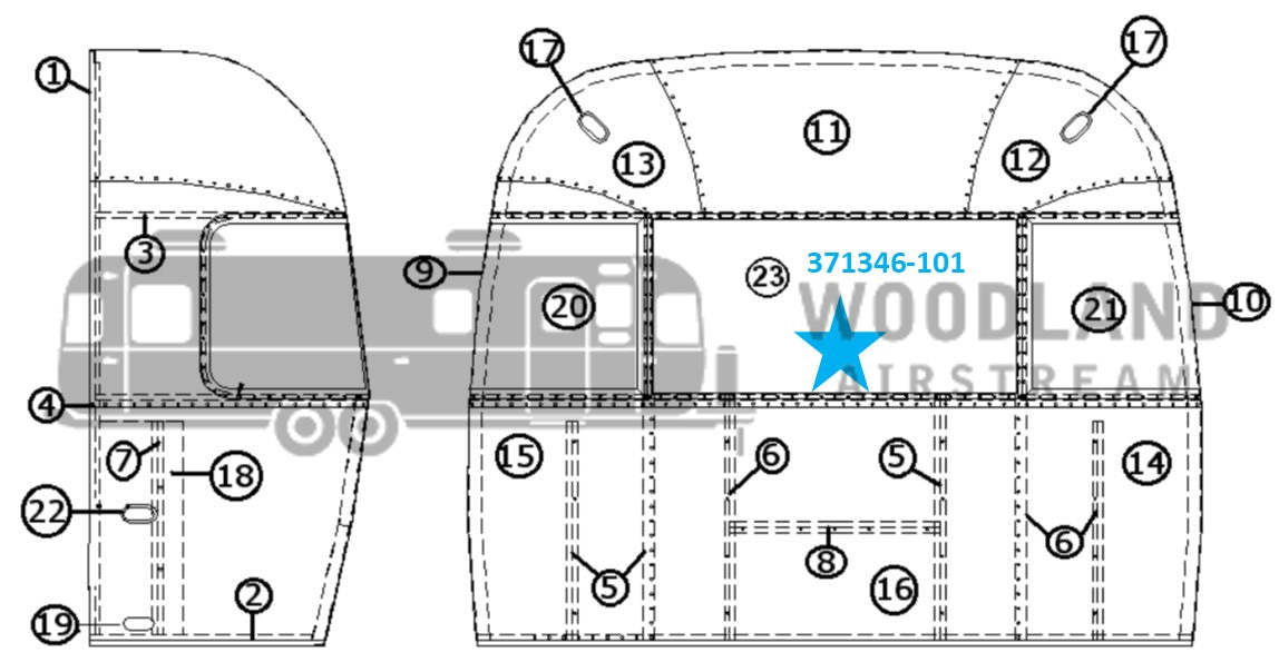 Airstream Window Glass Assembly (Wide Body) 371346-101 or Frameless Front Window Glass (Wide Body) 371346