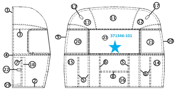 Airstream Window Glass Assembly (Wide Body) 371346-101 or Frameless Front Window Glass (Wide Body) 371346