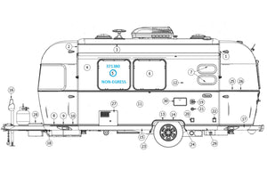 Airstream 30" Tall Side Window Glass Curved with Frame, Non Egress - 371380