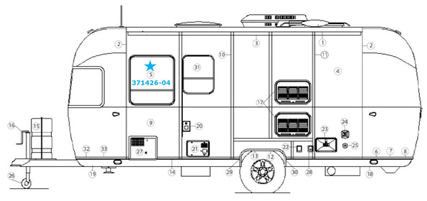 Airstream Window 28.38" x 29.88" Roadside Egress for Airstream Sport 22' - 371426-04