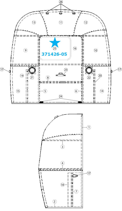 Airstream Rear Window for Airstream Sport 22' or Airstream Safari - 371426-05