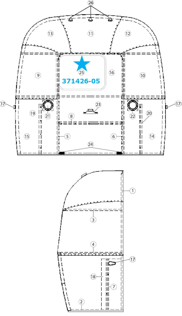 Airstream Rear Window for Airstream Sport 22' or Airstream Safari - 371426-05