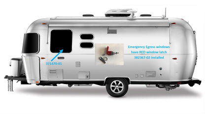 Airstream 26" Tall Side Window Glass Curved with Frame, Emergency Egress - 371470-01