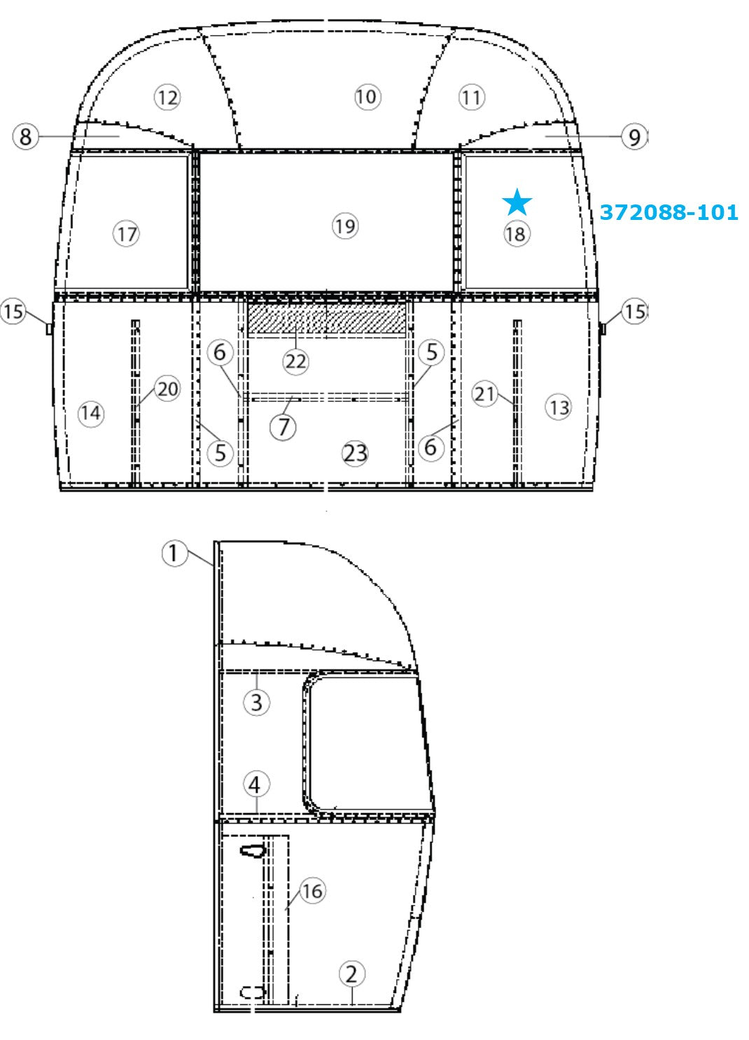 Airstream Window Corner Wrap, Front Roadside / Curbside Rear* - 372088-101