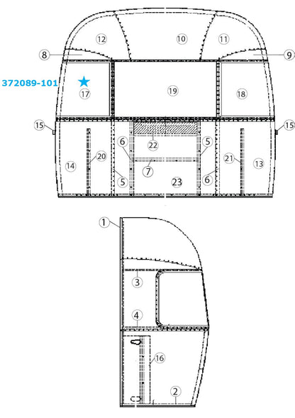 Airstream Window Corner Wrap, Front Curbside / Roadside Rear - 372089-101