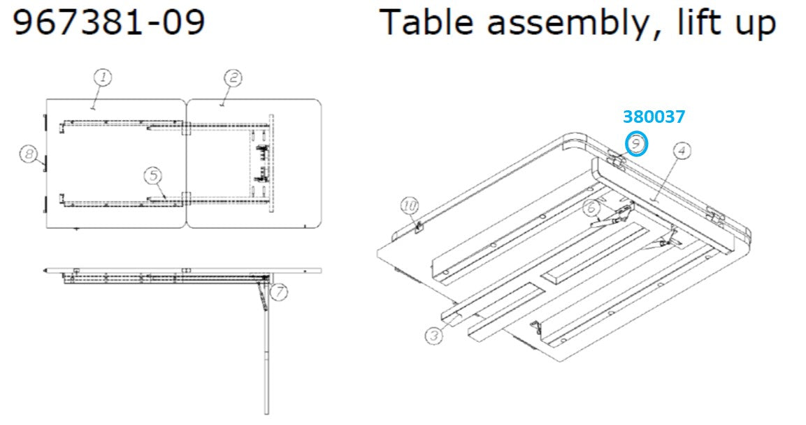 Airstream Spring Lock Retainer for Table Assembly 967381-09, Lift Up - 380037