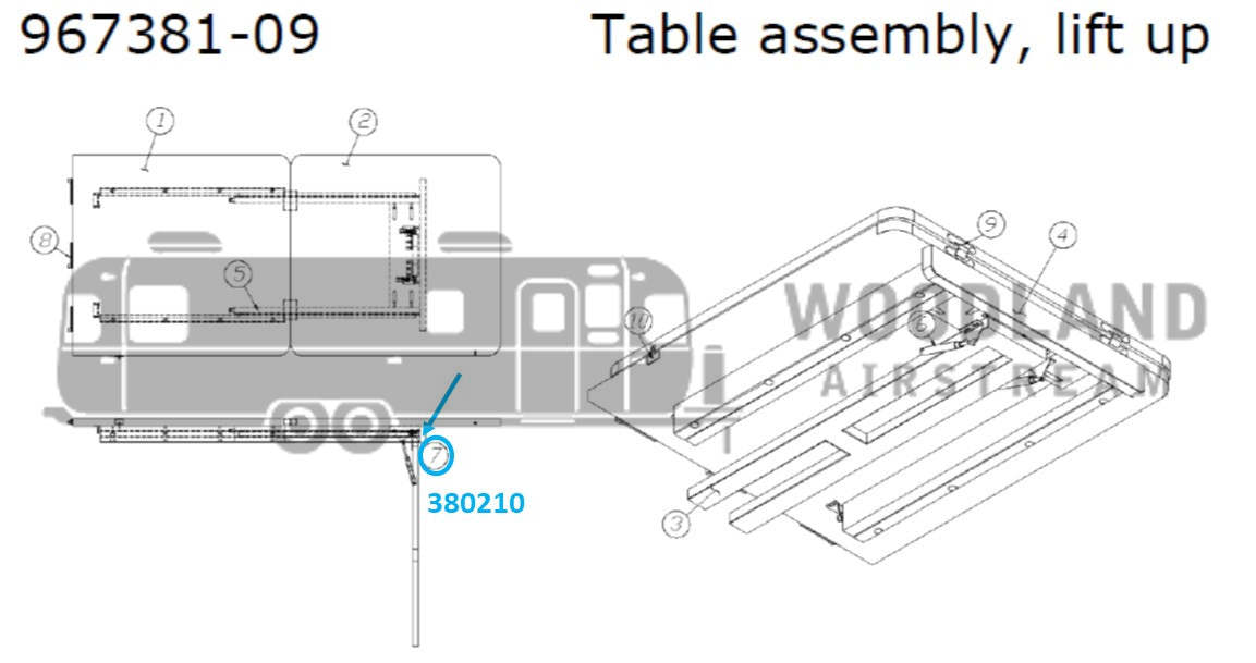 Airstream Plain Steel Hinge for Table Assembly 967381-09, Lift Up - 380210