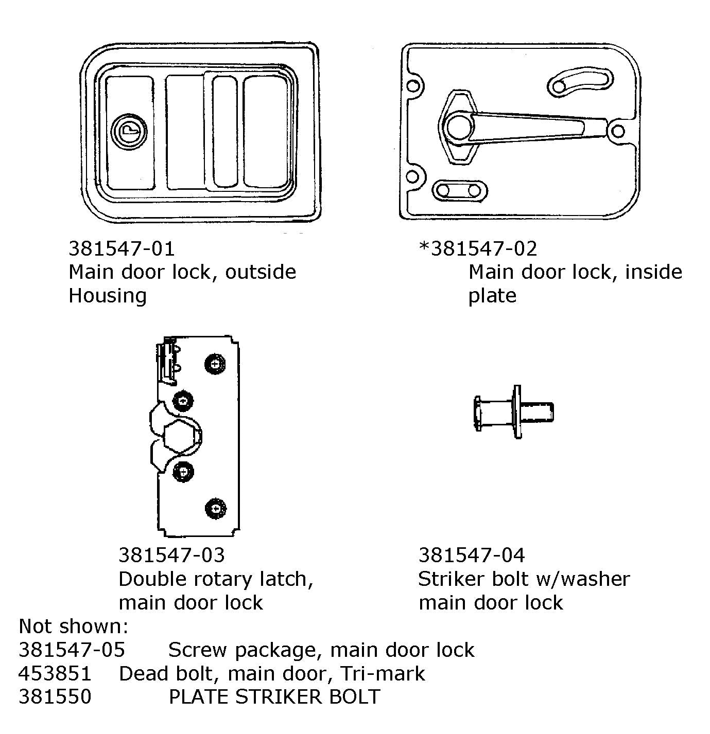 Airstream Double Rotary Latch for Main Door Lock with Deadbolt, Left Hand - 381547-03