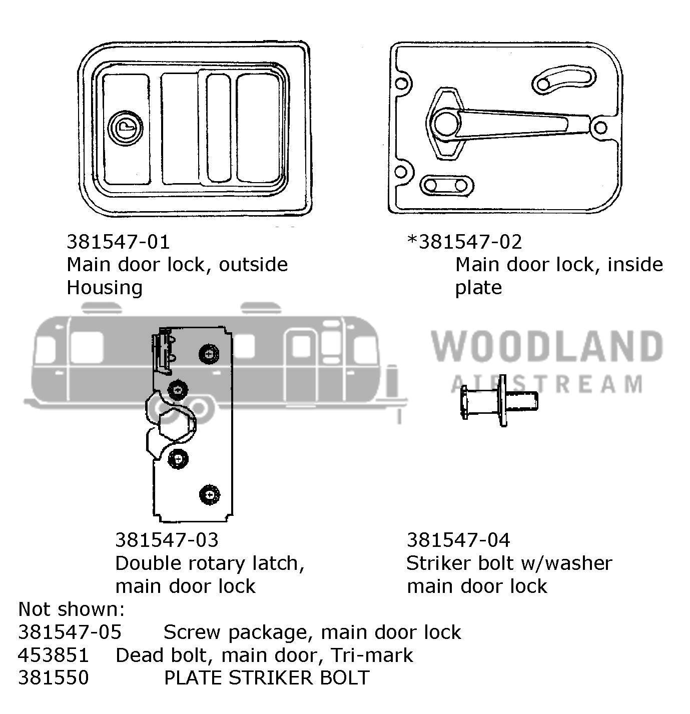 Airstream Chrome Entrance Main Door Lock/Handle without Deadbolt, Left Hand - 381547-01