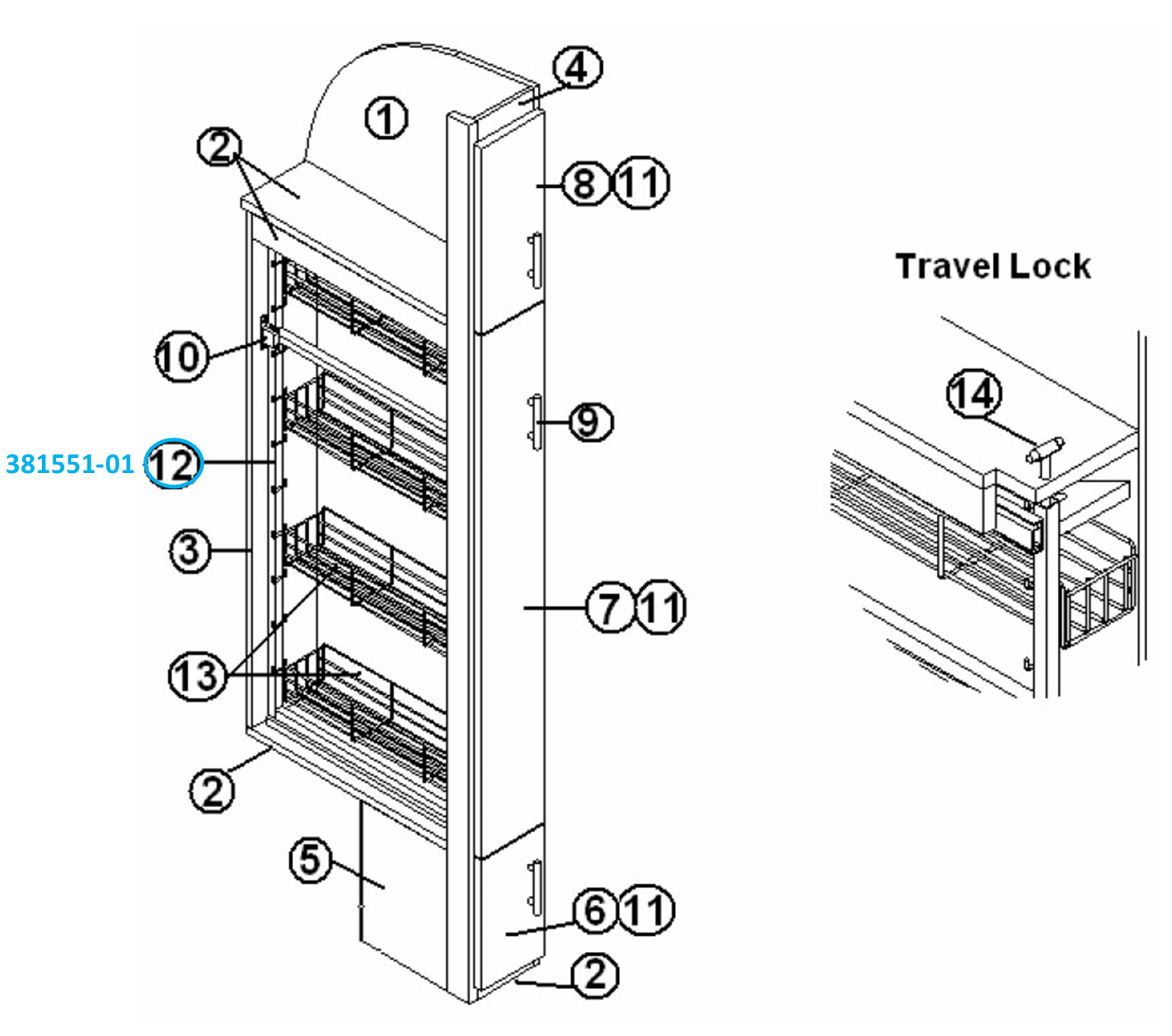 Airstream 1.5" W x 45" H Pantry Rack, White - 381551-01