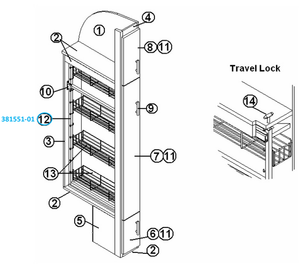 Airstream 1.5" W x 45" H Pantry Rack, White - 381551-01