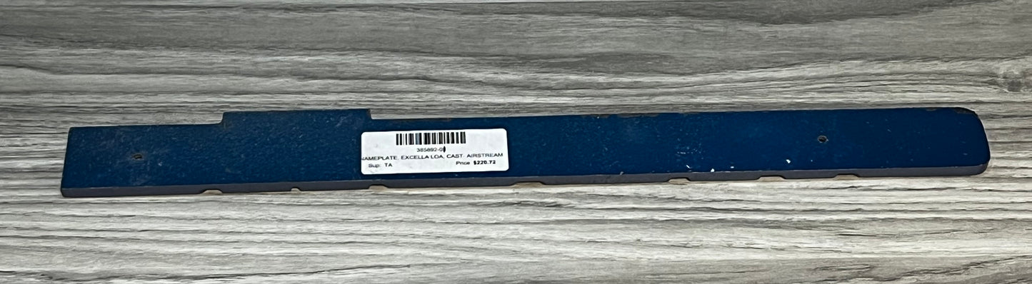 Airstream Excella Nameplate Casting, Blue Zinc - 385892-01 (SCRATCH &amp; DENT - AS IS)