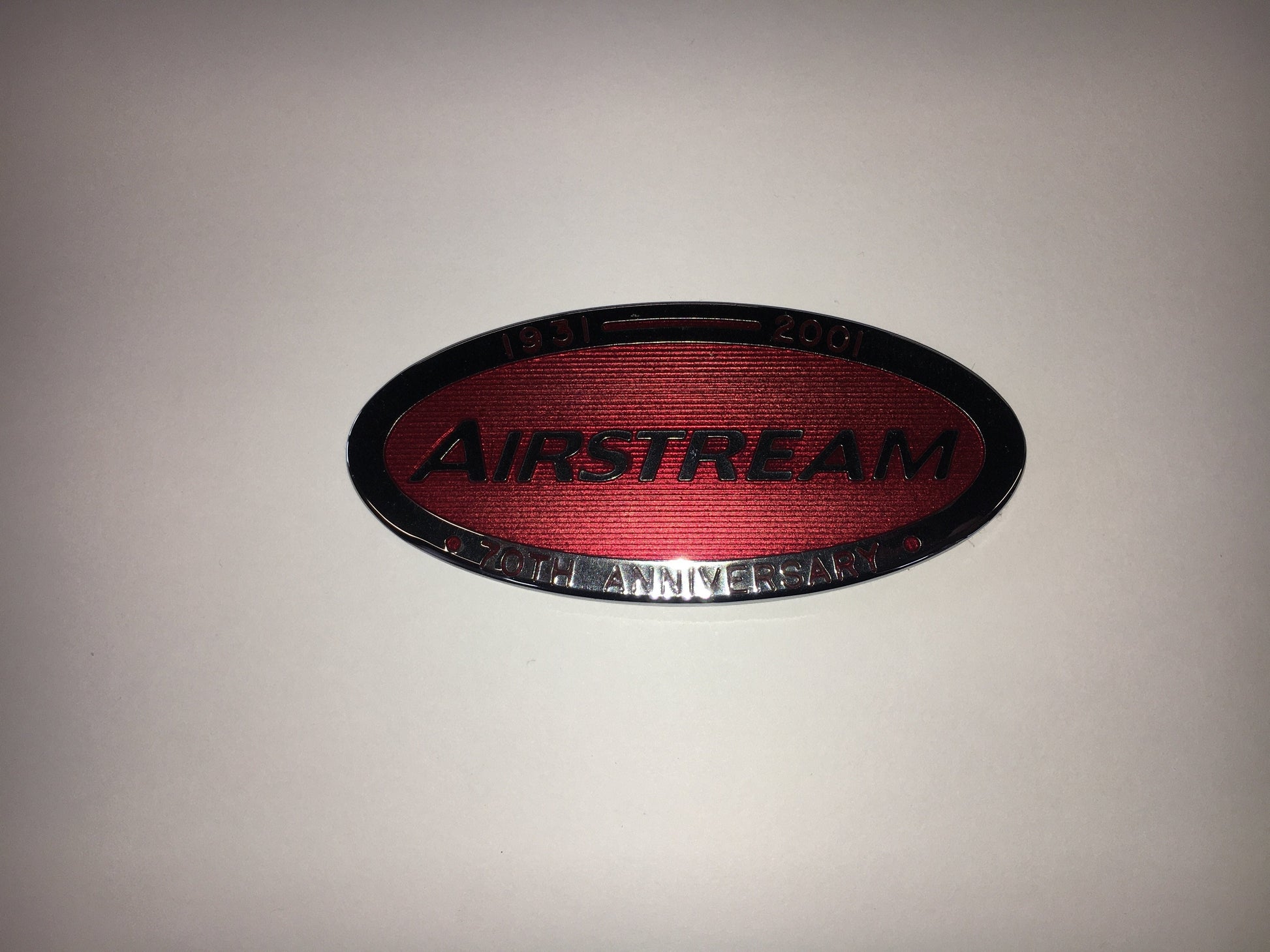 Airstream 70th Anniversary 4-3/8"Medallion Badge, Burgundy - 386067-01