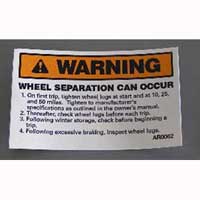 Airstream Wheel Torque Warning Label - 386193