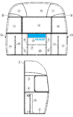 Airstream Hat Section - Dinette Table Support - 453629