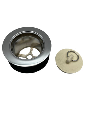 Airstream Chrome Tub Strainer with White Rubber Stopper - 600594