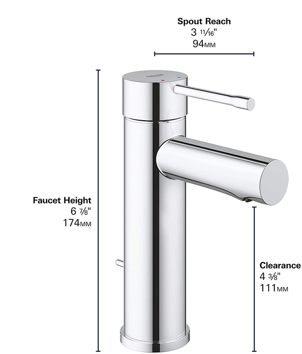 Airstream Essence S-Size Lavatory Faucet with Fixed Spout, Chrome - 602250