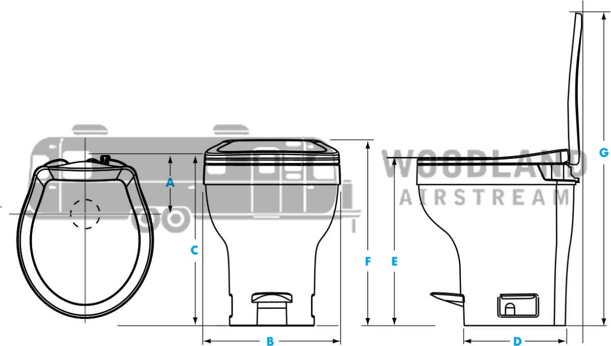 Airstream Aqua Magic VI Low Profile Toilet without Water Saver, Bone - 690495