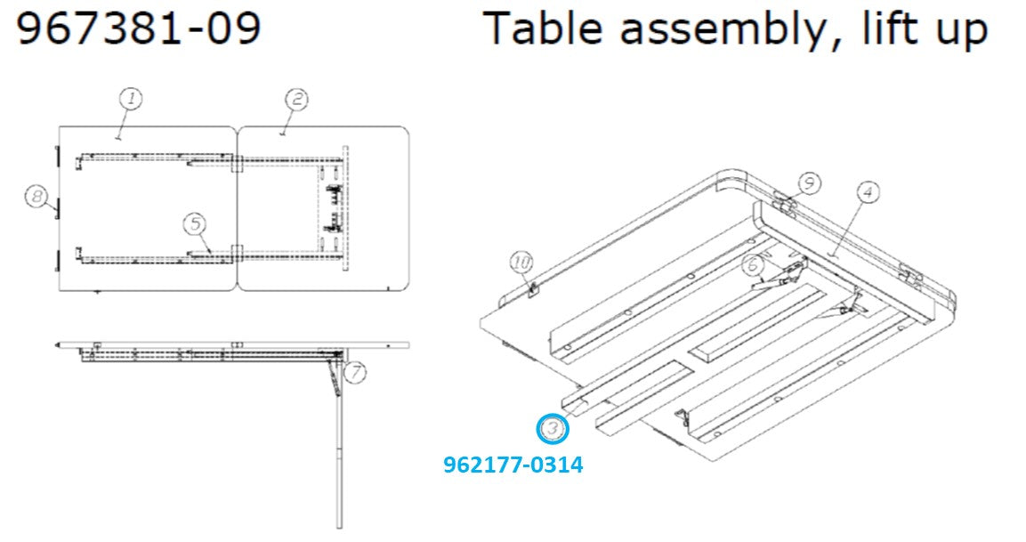 Airstream 30.5" Gold Alchemy Hardwood Leg for Table Assembly 967381-09, Lift Up - 962177-0314