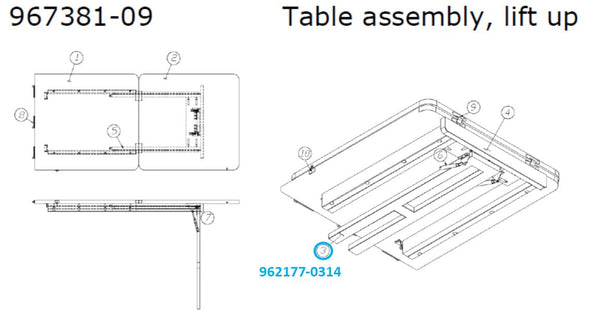 Airstream 30.5" Gold Alchemy Hardwood Leg for Table Assembly 967381-09, Lift Up - 962177-0314