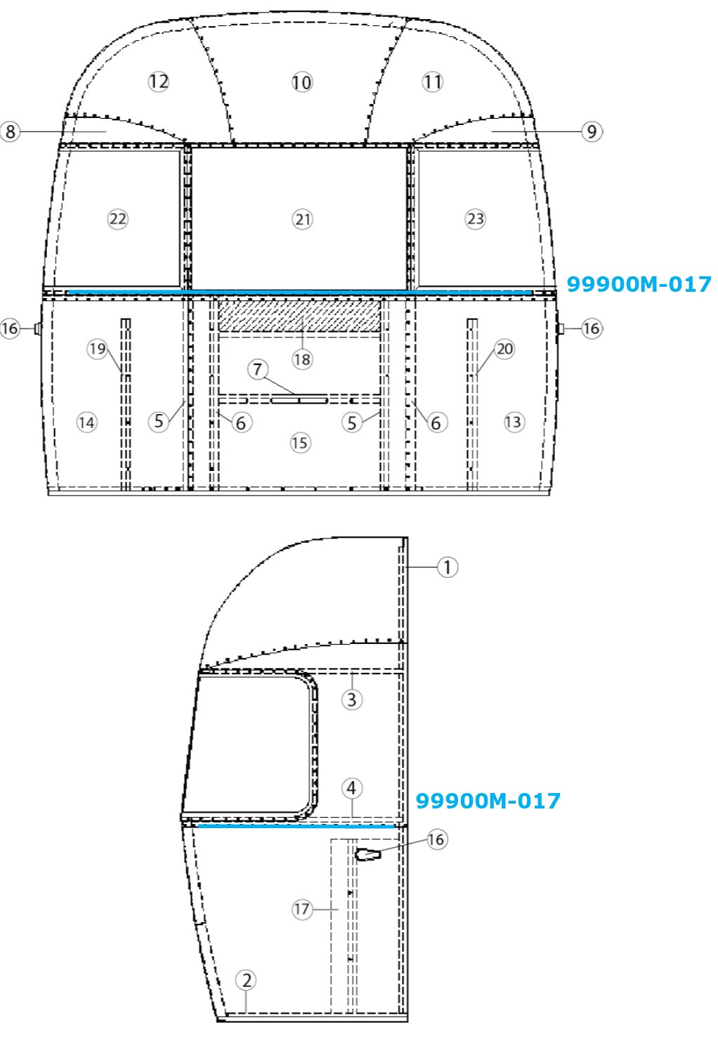 Airstream Bow Lower Window for Airstream Sport 22' - 99900M-017