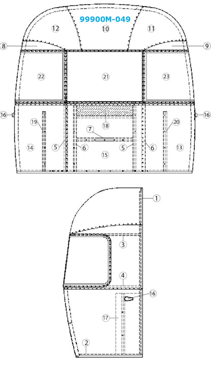 Airstream Top Center Segment for Airstream Sport 22' - 99900M-049