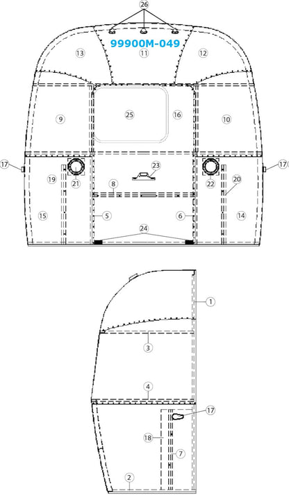 Airstream Top Center Segment for Airstream Sport 22' - 99900M-049