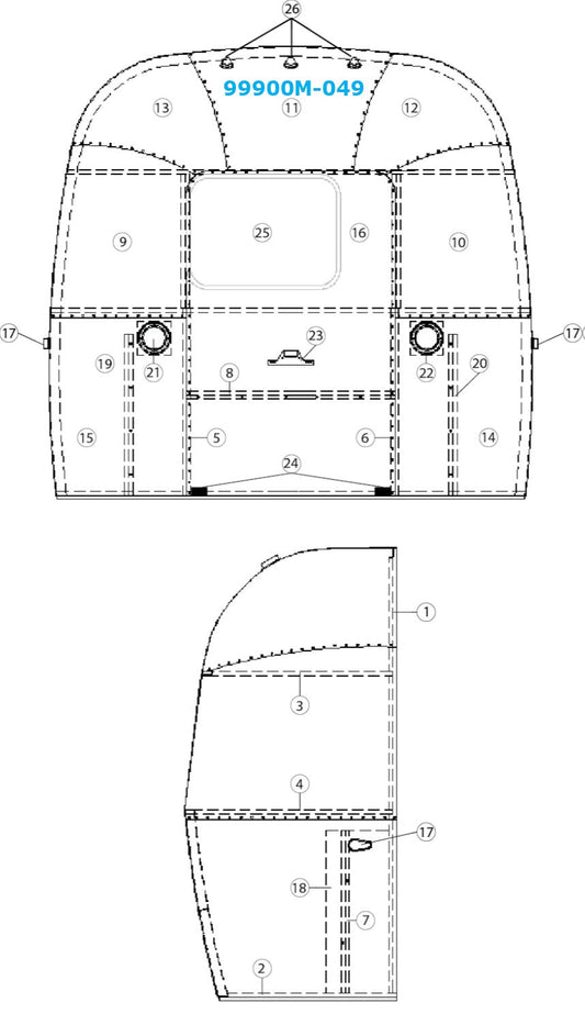 Airstream Top Center Segment for Airstream Sport 22' - 99900M-049