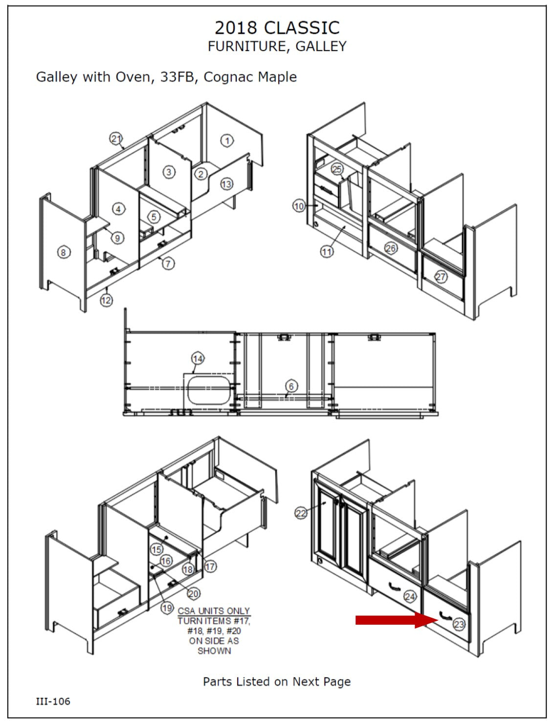 Airstream Classic 33' FB 2018 Replacement Drawer Face, Maple - 802056-1135