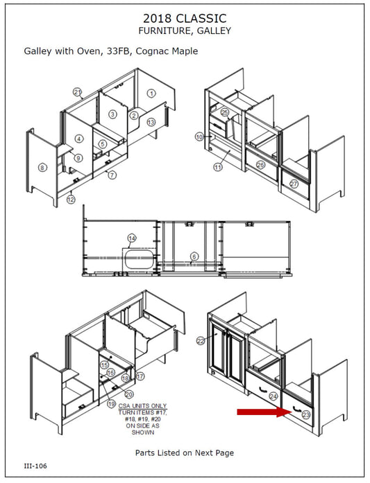 Airstream Classic 33' FB 2018 Replacement Drawer Face, Maple - 802056-1135