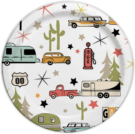 Camp Casual Eco-Friendly 8 1/2" Paper Plates 24 ct - Road Trip CC-007R8