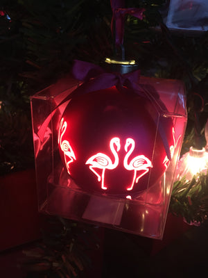 Flamingo Light Up Glass Ornament 877-97