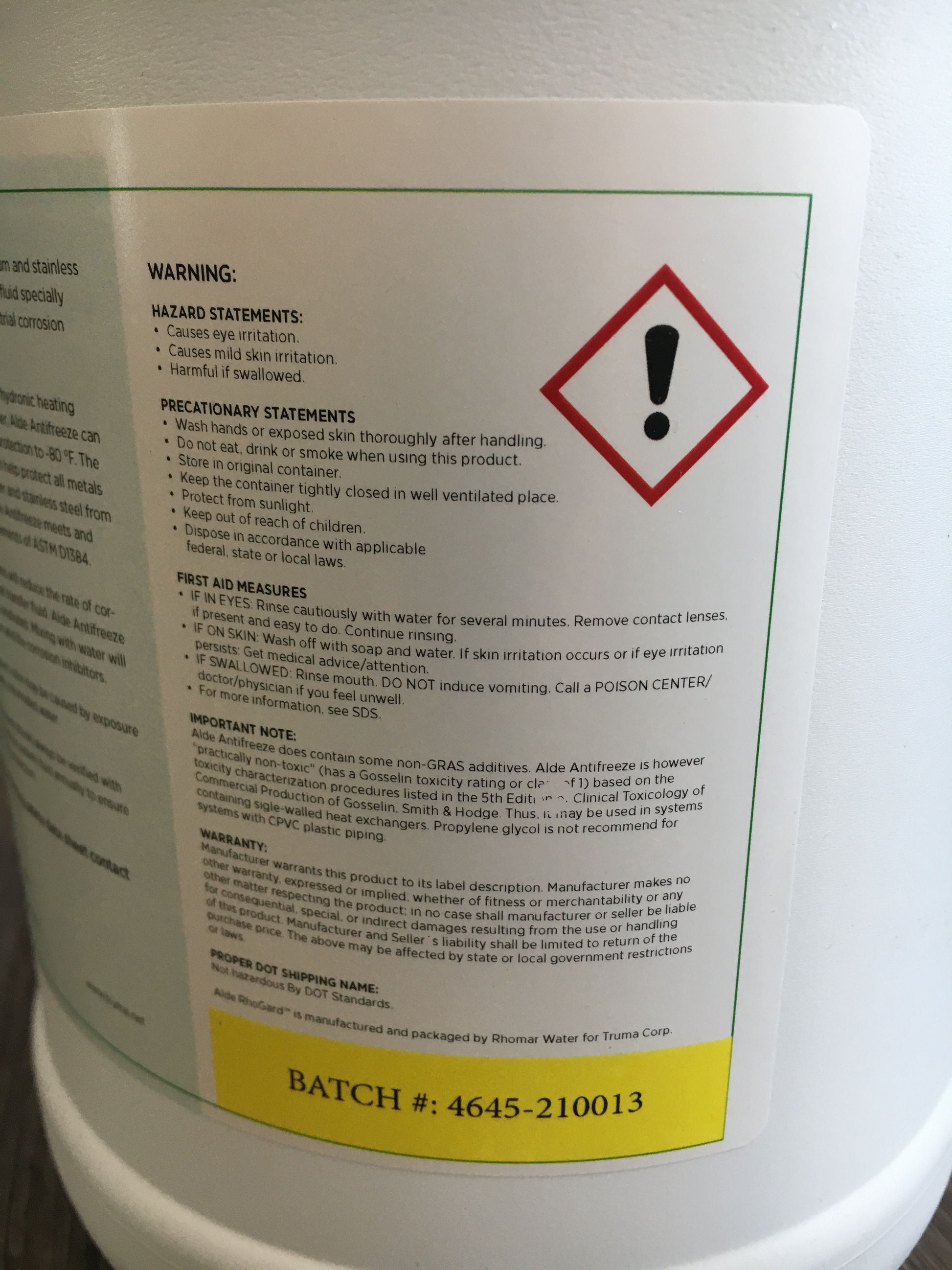 Airstream New Formula Green Glycol Fluid by Alde, Gallon - 360371-301C