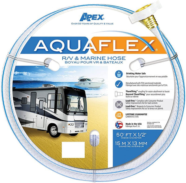 Aquaflex 8503-25 White Fresh Water Hose, 5/8" ID x 25' L