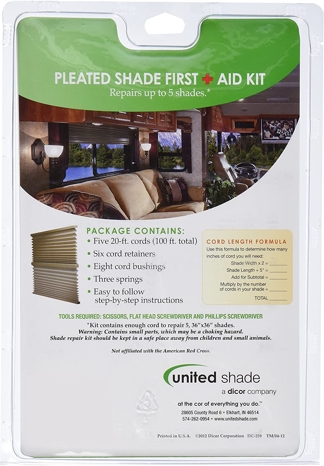 United Shade 650000 Pleated Shade First Aid Repair Kit, White