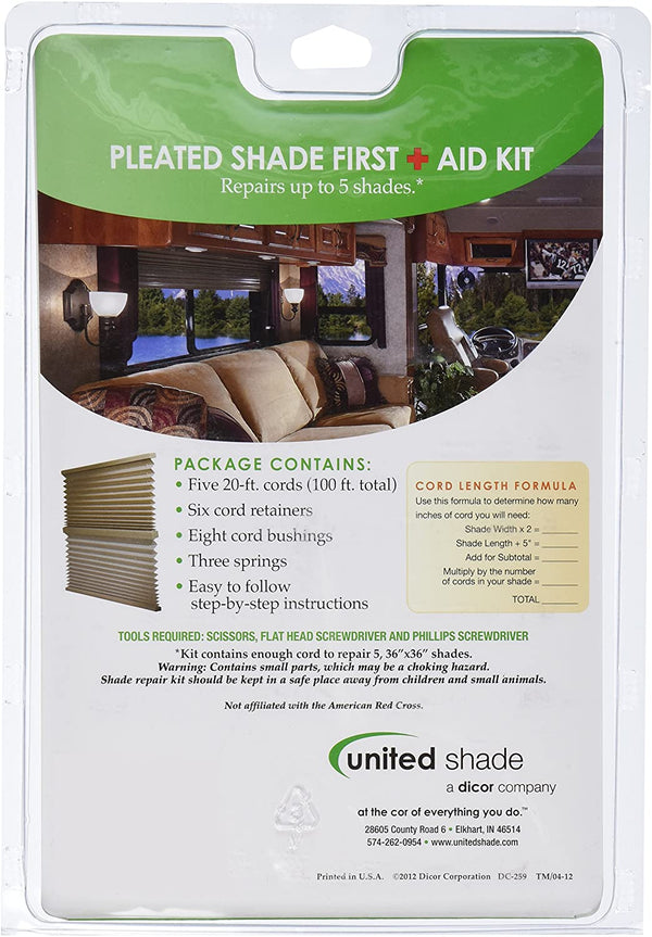 United Shade 650000 Pleated Shade First Aid Repair Kit, White