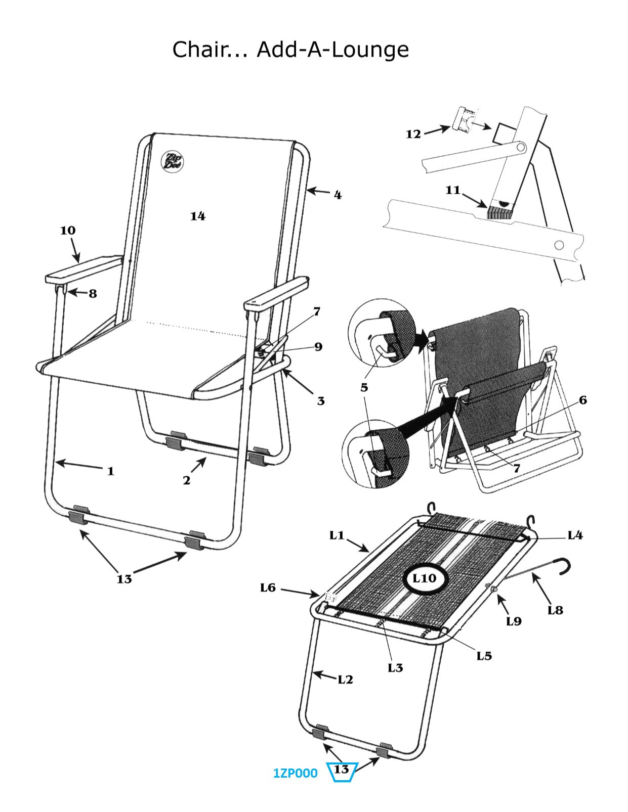 Zip Dee Z-Pad for Standard or Wide Chair or Add-A-Lounge, Pack of 8 - 1ZP000