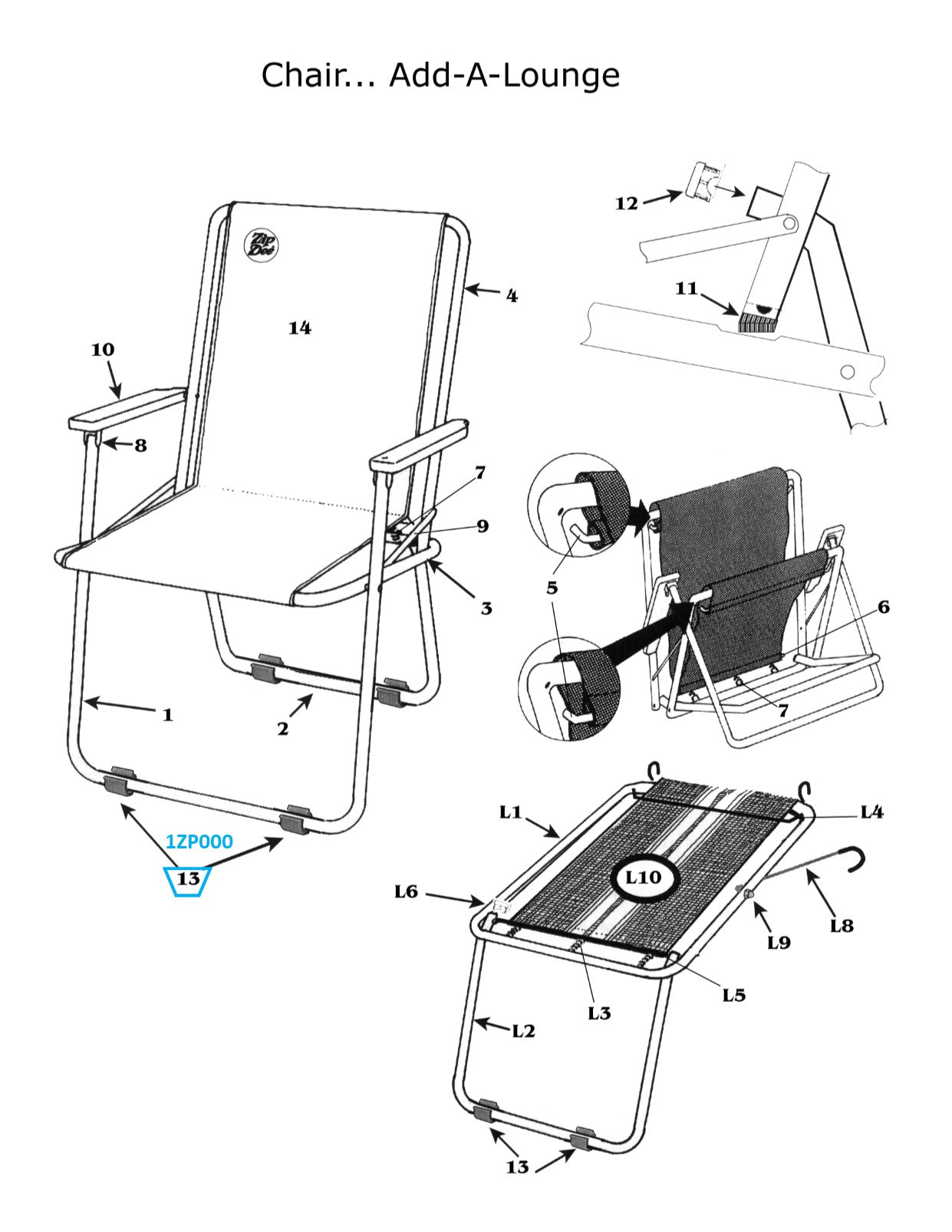 Zip Dee Z-Pad for Standard or Wide Chair or Add-A-Lounge, Pack of 8 - 1ZP000