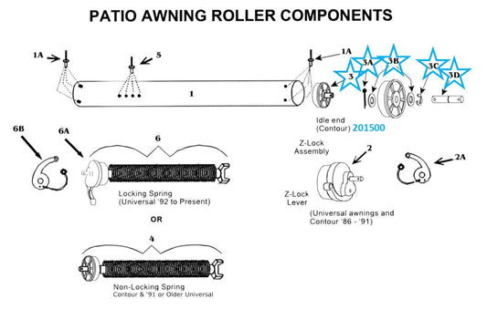 Zip Dee Idle End Assembly for Patio Awning Roller - 201500