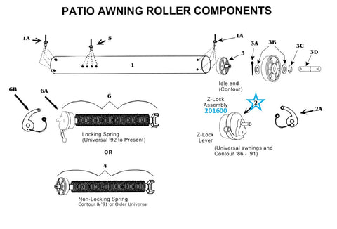 Zip Dee Awning Patio Roller Z Lock Assembly - 201600