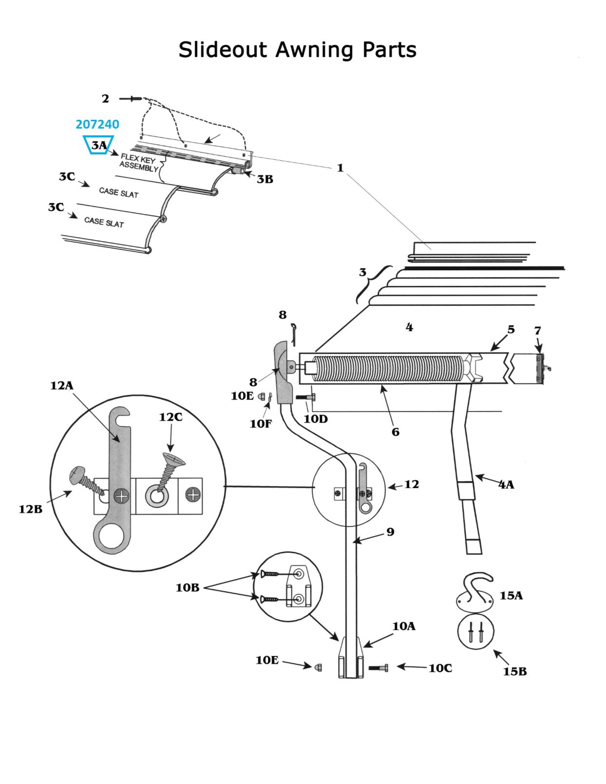 Zip Dee Awning Bright Flex Key Assembly, Standard (per foot) - 207240