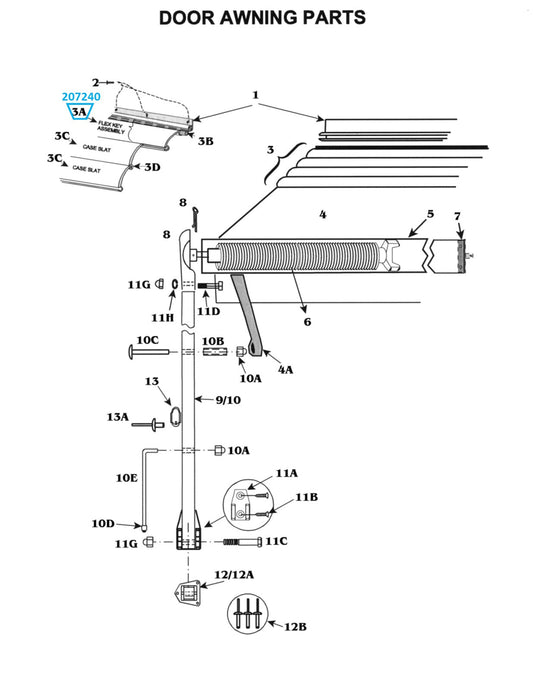 Zip Dee Awning Bright Flex Key Assembly, Standard (per foot) - 207240 