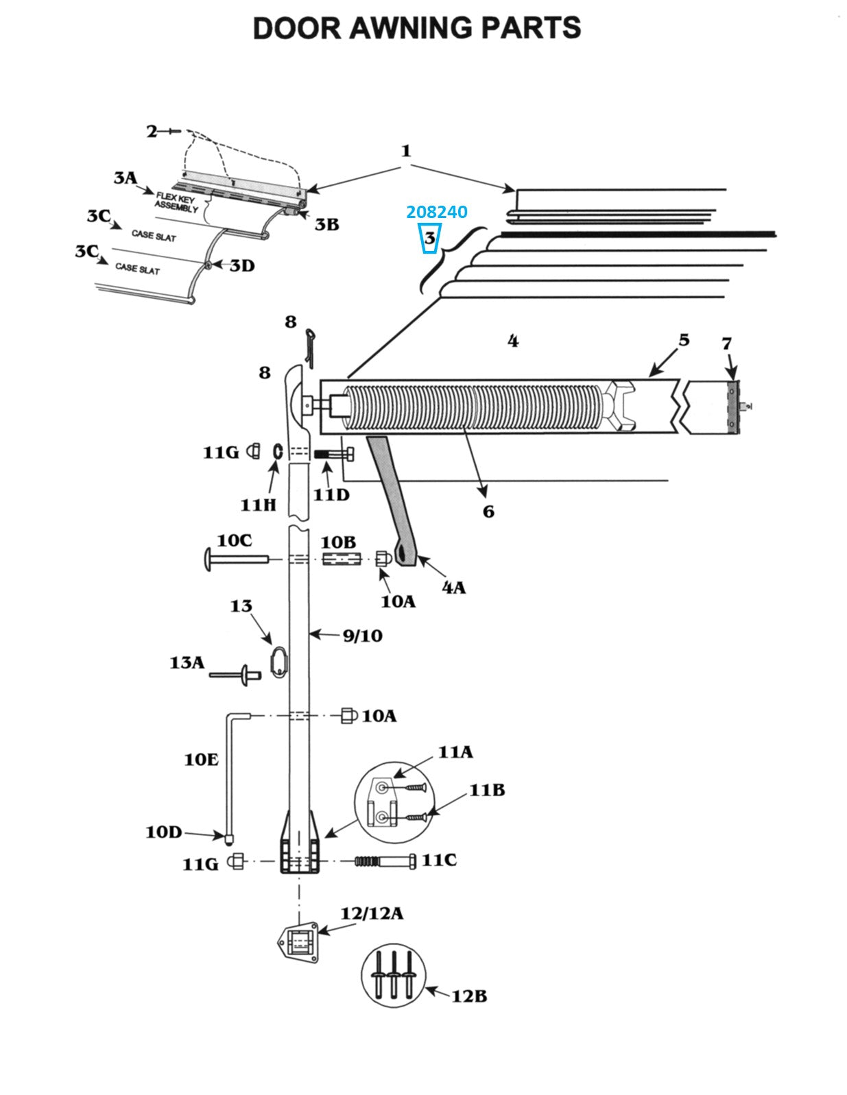 Zip Dee Bright Complete Case - 3  Slope 3' - 5' (2 Slat, Flex Key, per ft.) - 208240